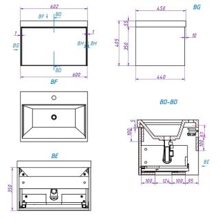 Тумба под раковину La Fenice Simpla FNC-01-SIM-B-60 белый  60 см